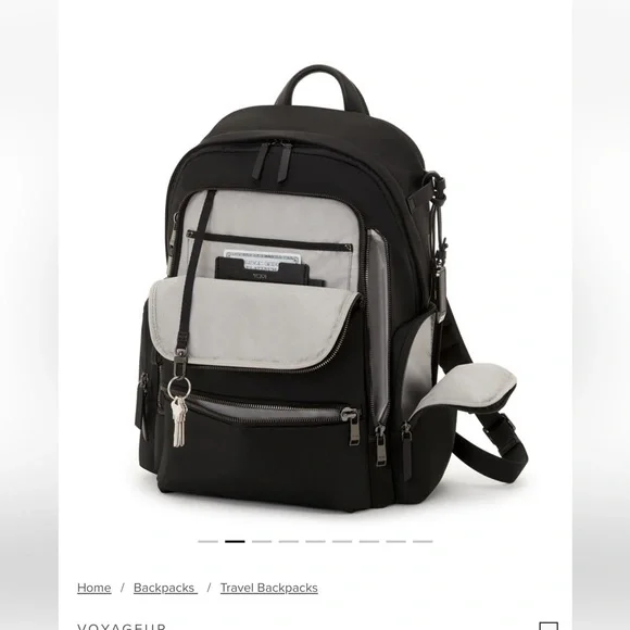 Tumi Black Men's Travel Backpack with Multiple Zip Pockets - Picture 2 of 12